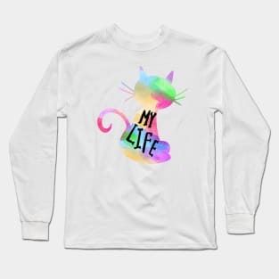 My Life, Colorful Cat Cute Cats Long Sleeve T-Shirt